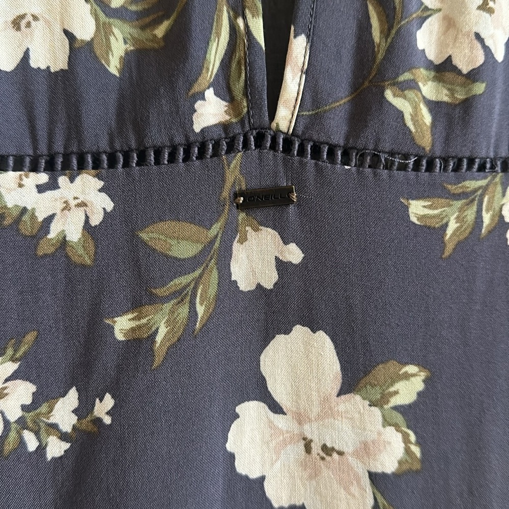 O'Neill Navy Floral Long-Sleeve V-Neck Dress - Picture 7 of 13